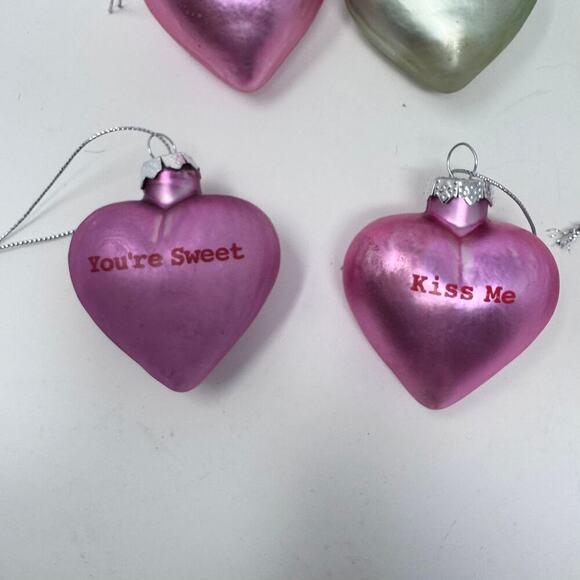 Lillian Vernon Pastel Candy Conversation Hearts Blown Glass Valentines Ornaments - Picture 7 of 12